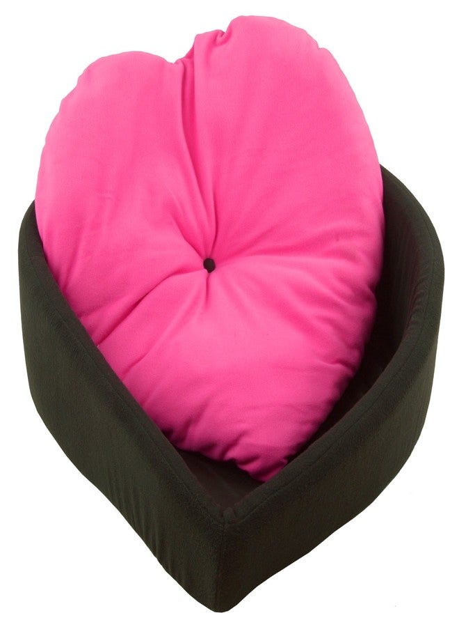 Fluffy's Luxurious Pink & Black Soft Dog/Cat Bed Heart Shape (Export Quality)- XL - Image 3